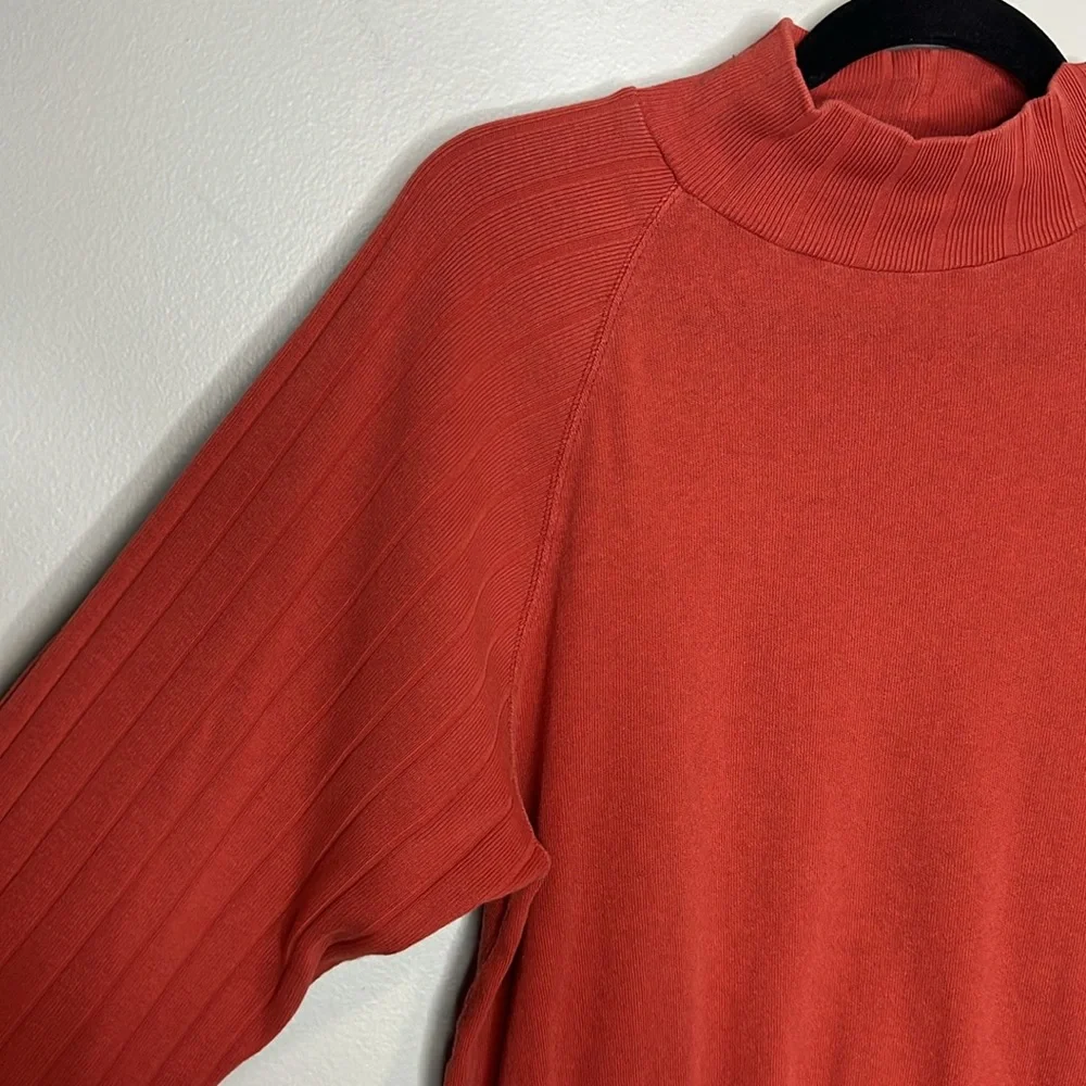 Free People Beach 100% Cotton Ribbed Sleeve mock turtleneck top